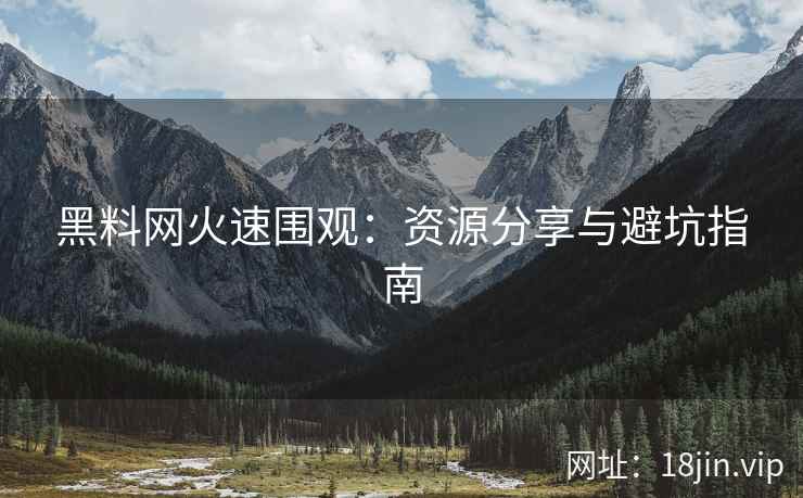 黑料网火速围观：资源分享与避坑指南