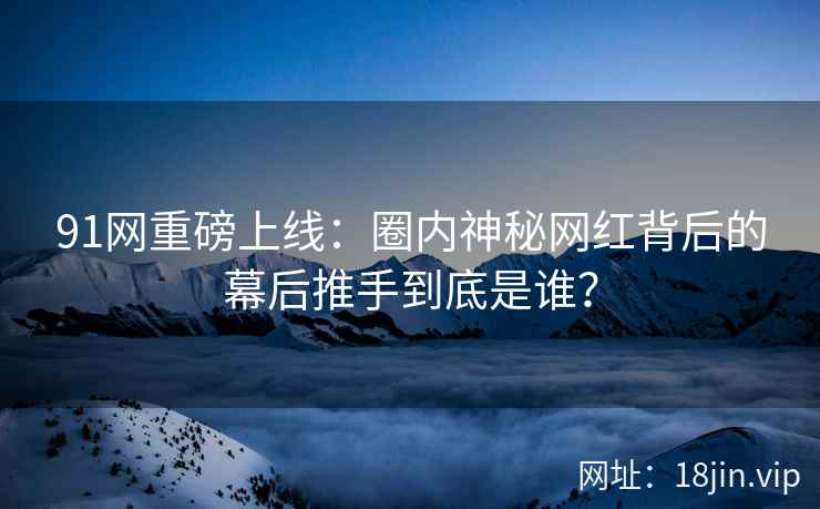 91网重磅上线：圈内神秘网红背后的幕后推手到底是谁？