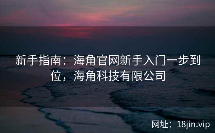 新手指南：海角官网新手入门一步到位，海角科技有限公司